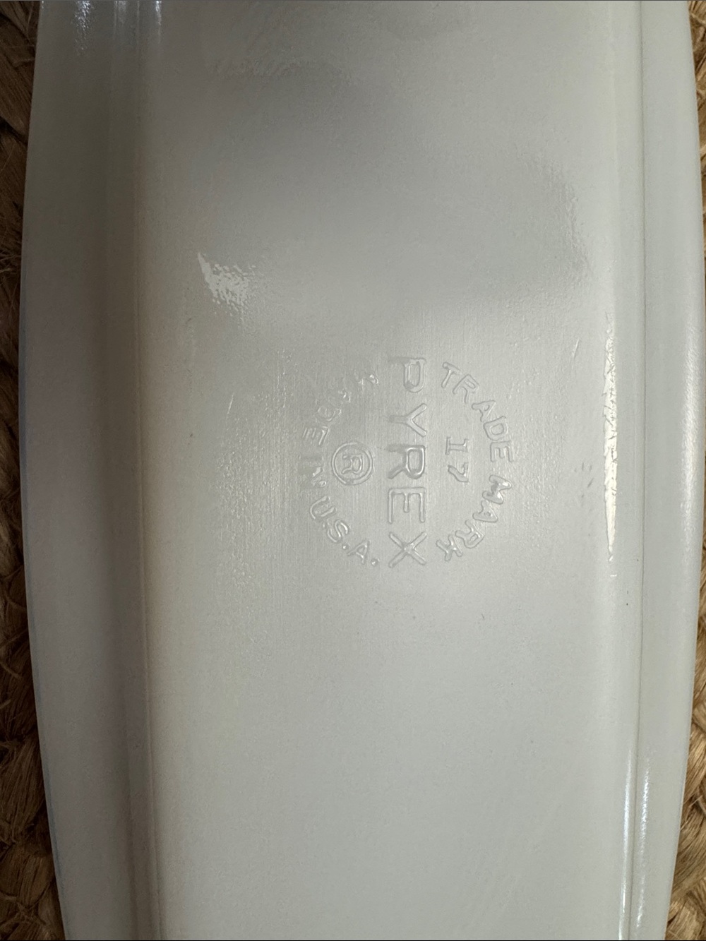 Pyrex White Glass Butter Dish with Teal Folk Pattern - Picture 4 of 7
